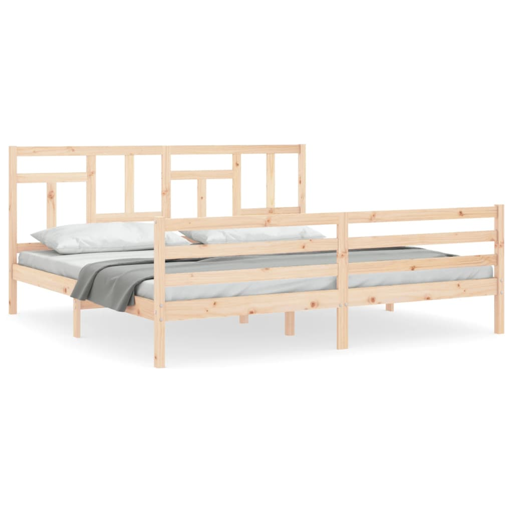 vidaXL Bed Frame with Headboard Super King Size Solid Wood - Sudd