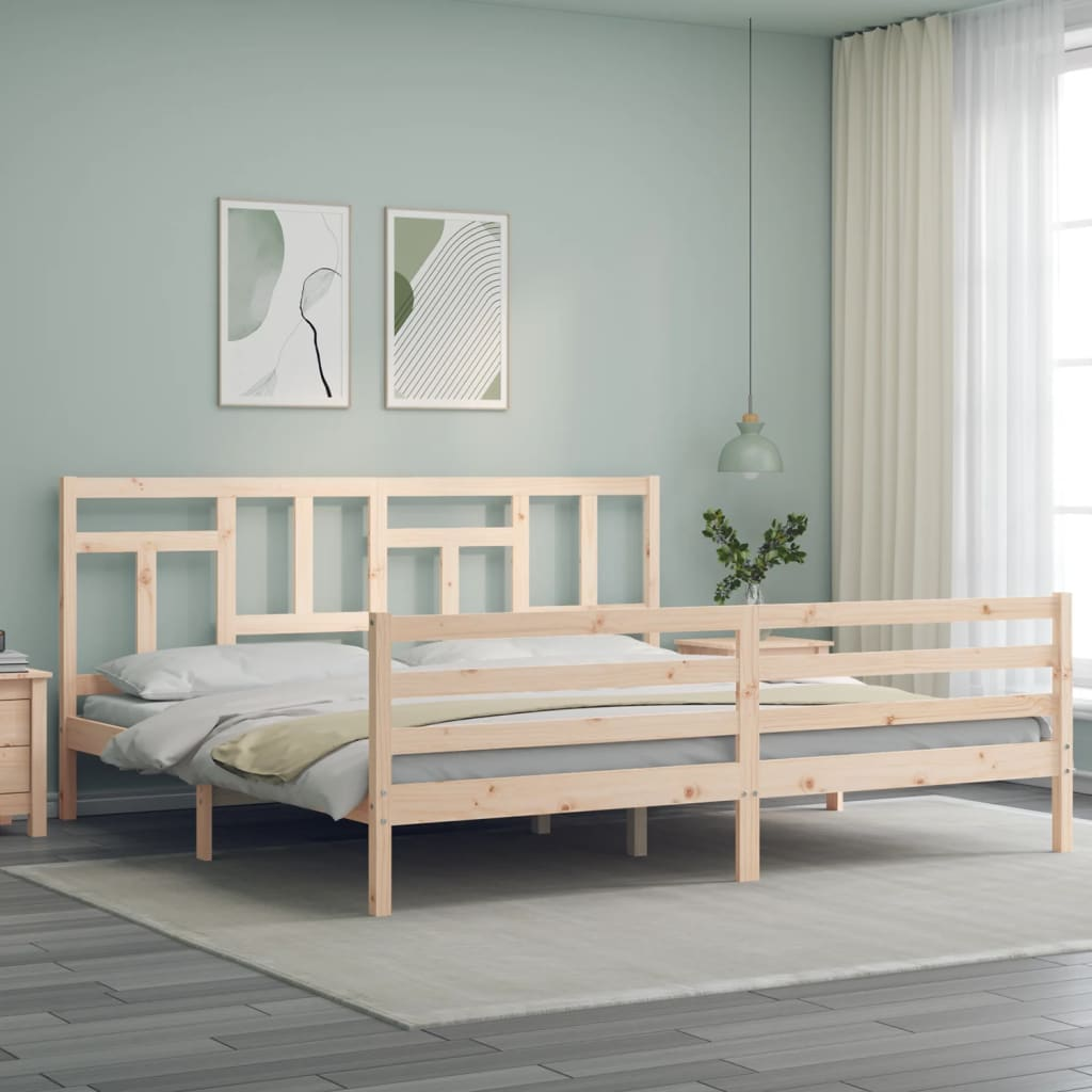 vidaXL Bed Frame with Headboard Super King Size Solid Wood - Sudd