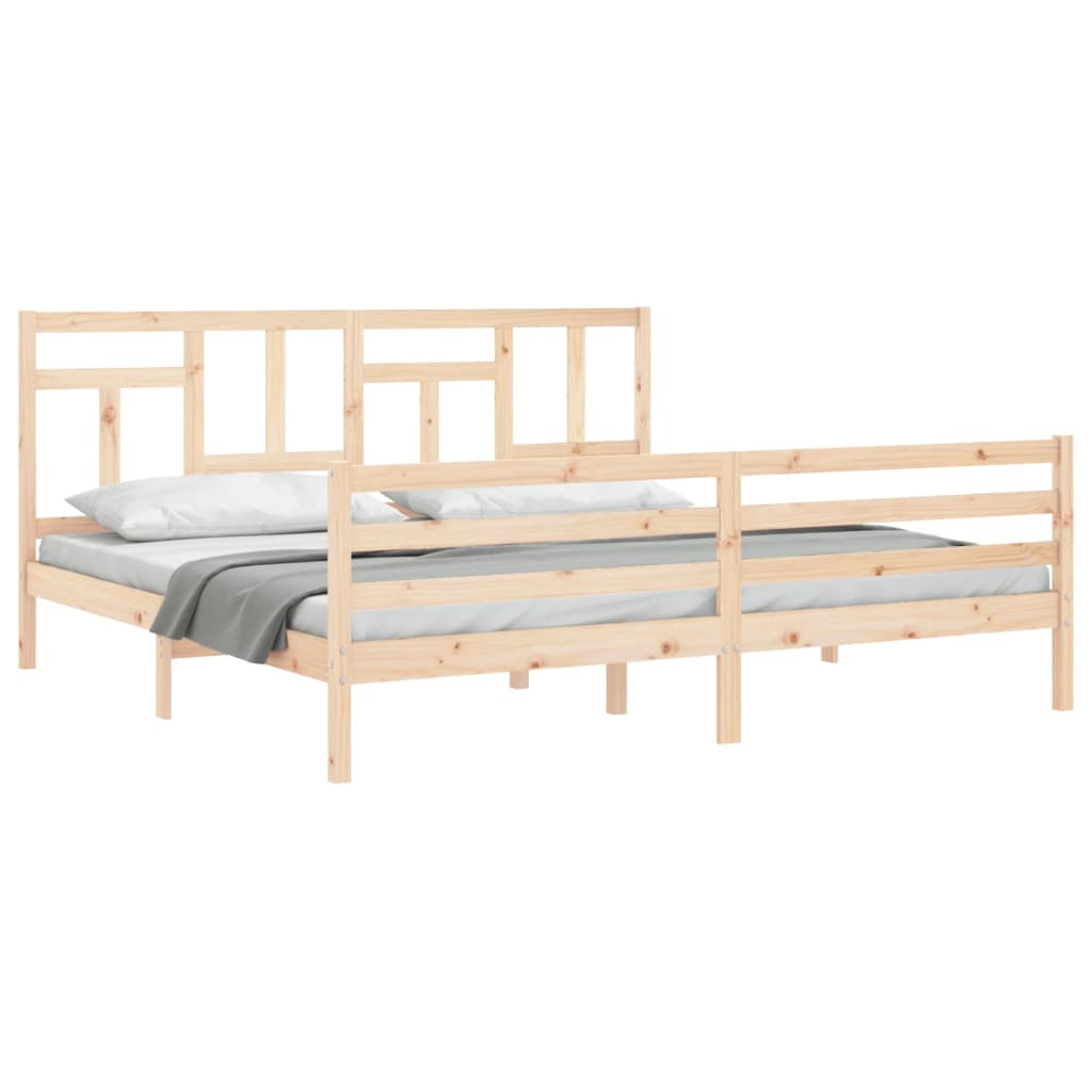 vidaXL Bed Frame with Headboard Super King Size Solid Wood - Sudd