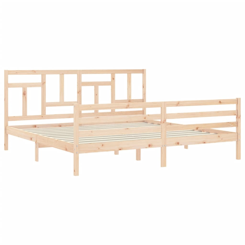 vidaXL Bed Frame with Headboard Super King Size Solid Wood - Sudd