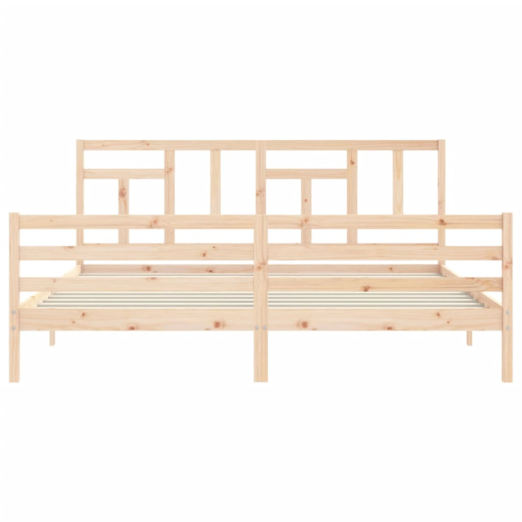 vidaXL Bed Frame with Headboard Super King Size Solid Wood - Sudd