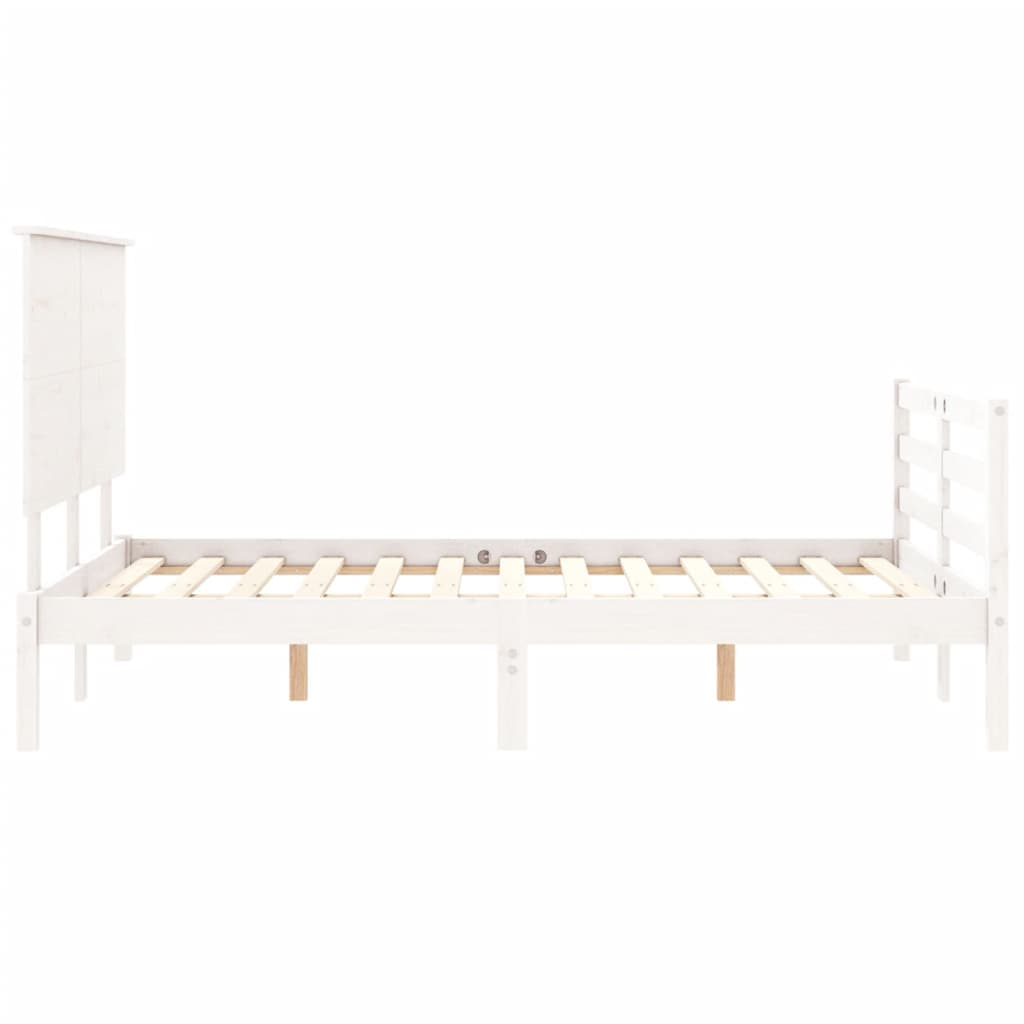 vidaXL Bed Frame with Headboard White 140x200 cm Solid Wood - Sudd