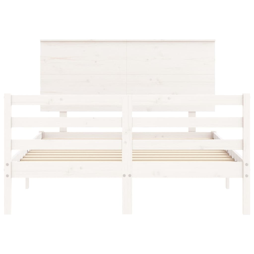 vidaXL Bed Frame with Headboard White 140x190 cm Solid Wood - Sudd