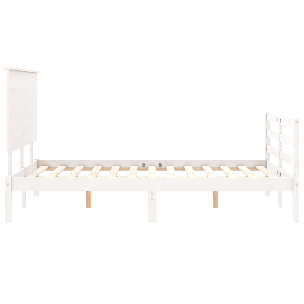 vidaXL Bed Frame with Headboard White 140x190 cm Solid Wood - Sudd