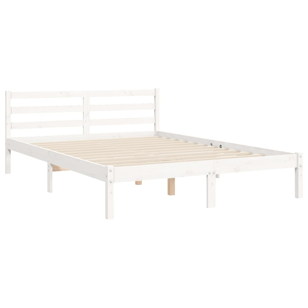 vidaXL Bed Frame with Headboard White 140x190 cm Solid Wood - Sudd