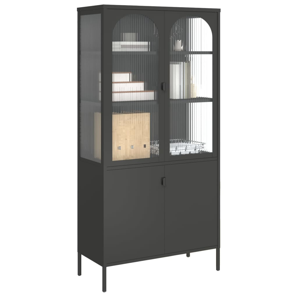 vidaXL Highboard Black 90x40x180 cm Glass and Steel - Sudd