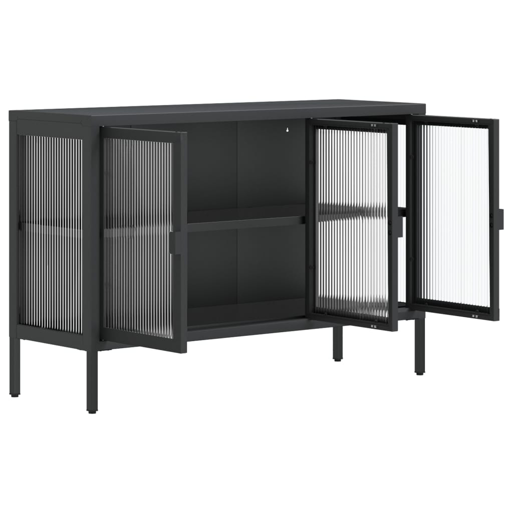 vidaXL Sideboard Black 105x35x70 cm Glass and Steel - Sudd