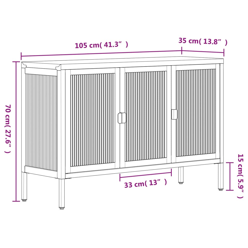 vidaXL Sideboard Black 105x35x70 cm Glass and Steel - Sudd