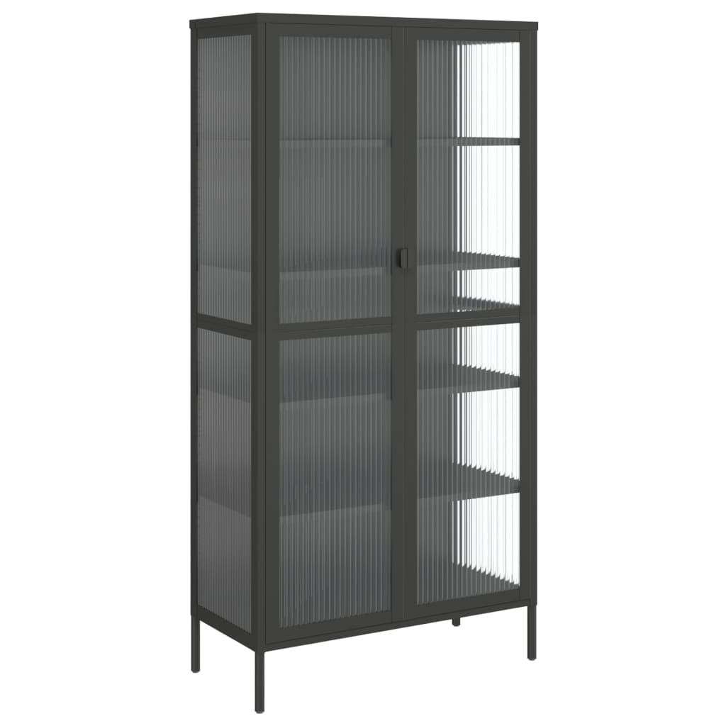 vidaXL Highboard Black 85x40x180 cm Glass and Steel - Sudd