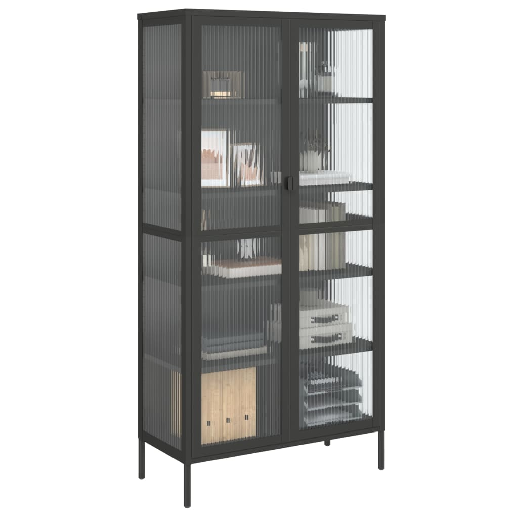 vidaXL Highboard Black 85x40x180 cm Glass and Steel - Sudd