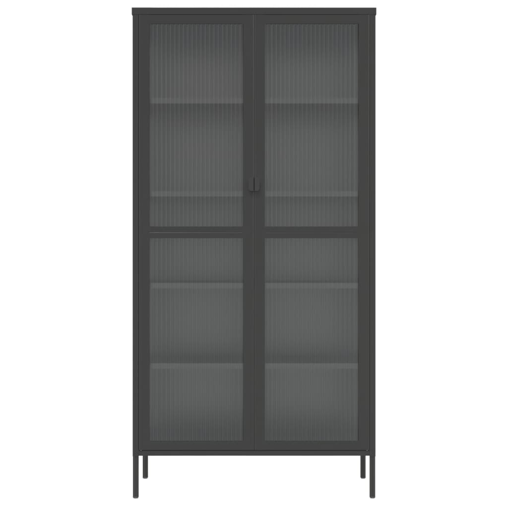 vidaXL Highboard Black 85x40x180 cm Glass and Steel - Sudd