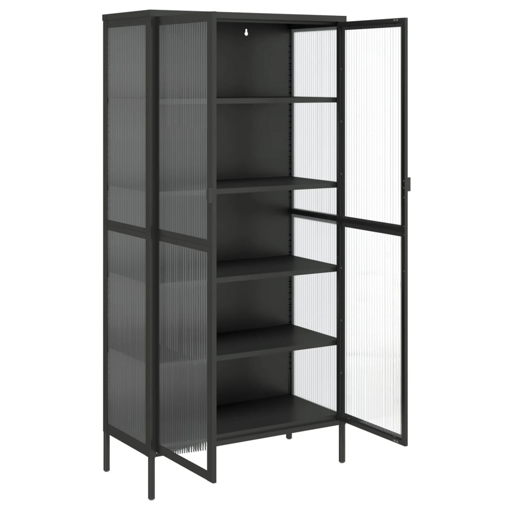 vidaXL Highboard Black 85x40x180 cm Glass and Steel - Sudd