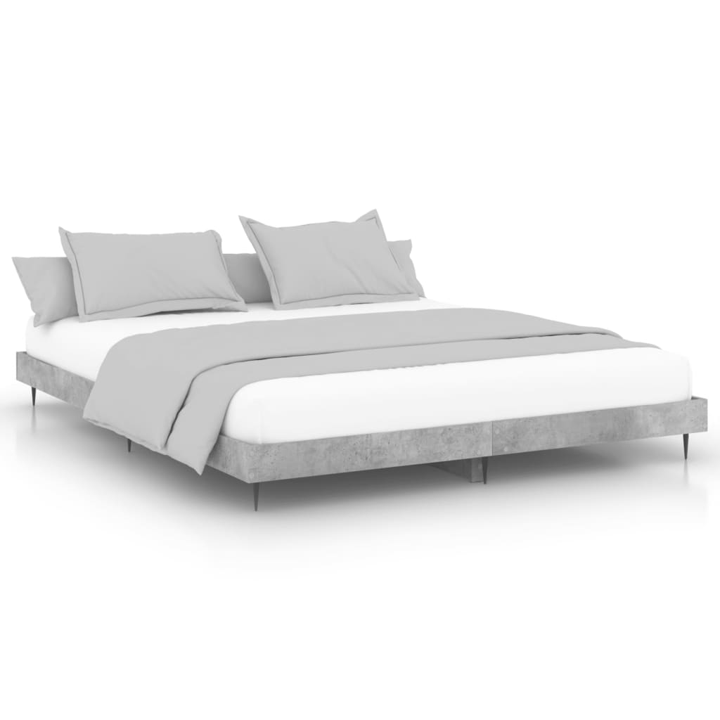 vidaXL Bed Frame Concrete Grey 200x200 cm Engineered Wood - Sudd