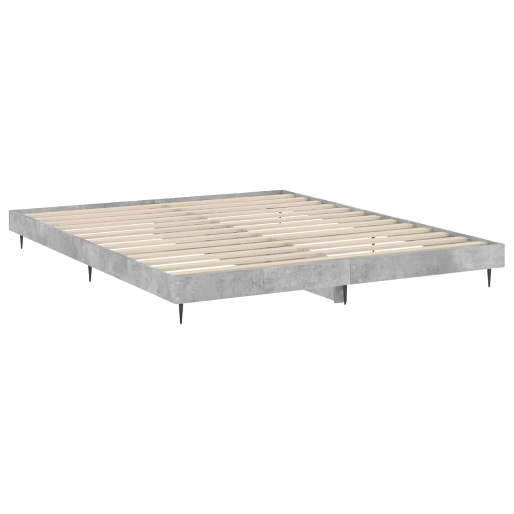 vidaXL Bed Frame Concrete Grey 200x200 cm Engineered Wood - Sudd