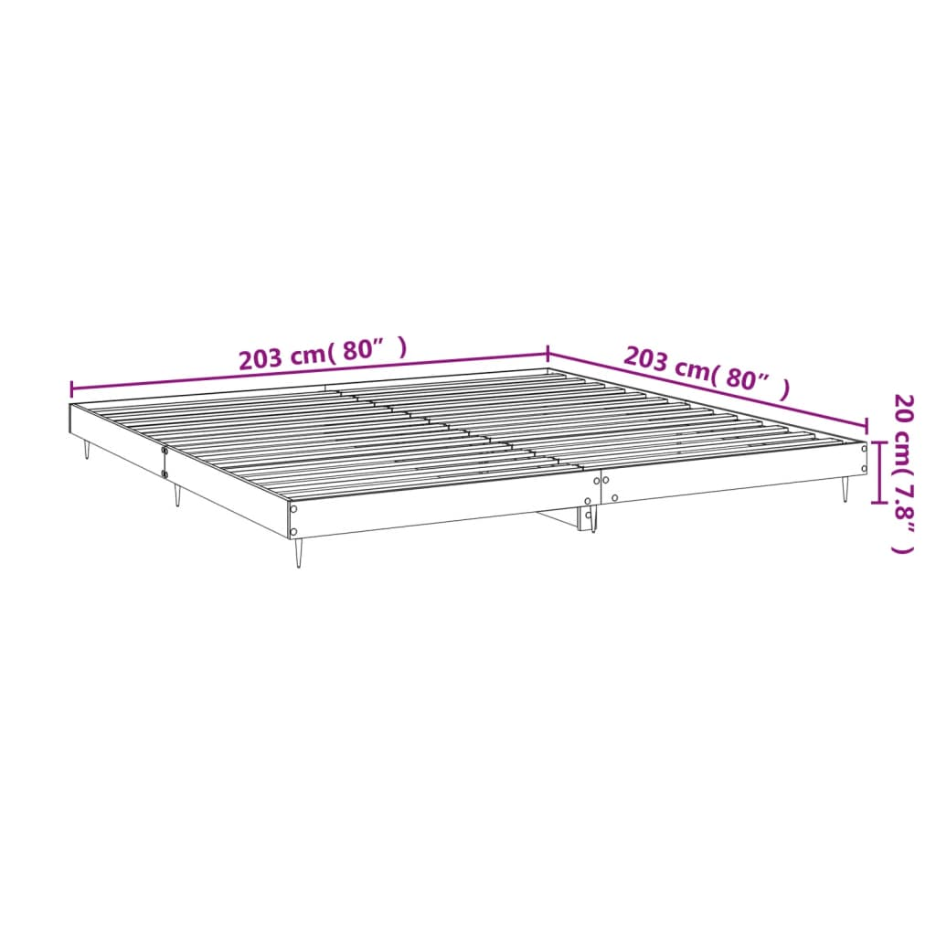 vidaXL Bed Frame Concrete Grey 200x200 cm Engineered Wood - Sudd