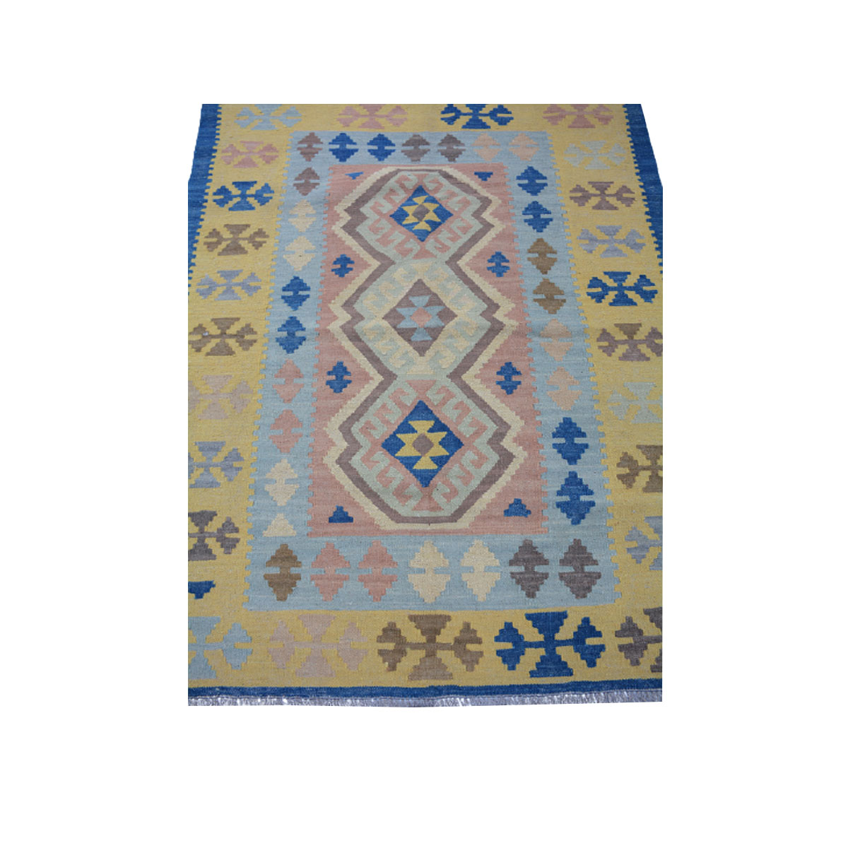 Modern Dusk Blue Kilim Rug - Handwoven Wool Rug for Stylish Interiors - Sudd