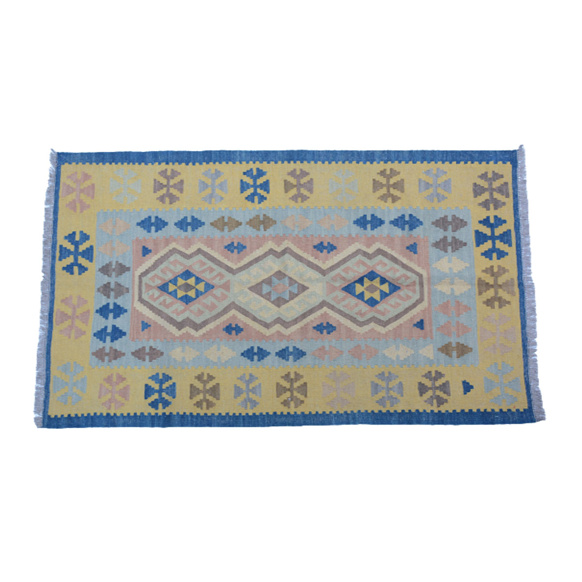 Modern Dusk Blue Kilim Rug - Handwoven Wool Rug for Stylish Interiors - Sudd