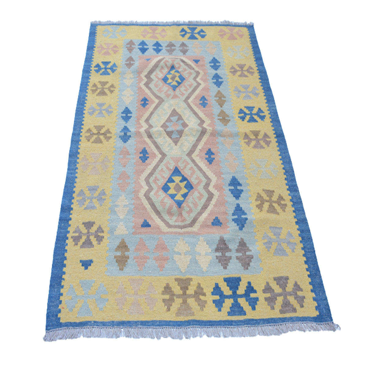 Modern Dusk Blue Kilim Rug - Handwoven Wool Rug for Stylish Interiors - Sudd