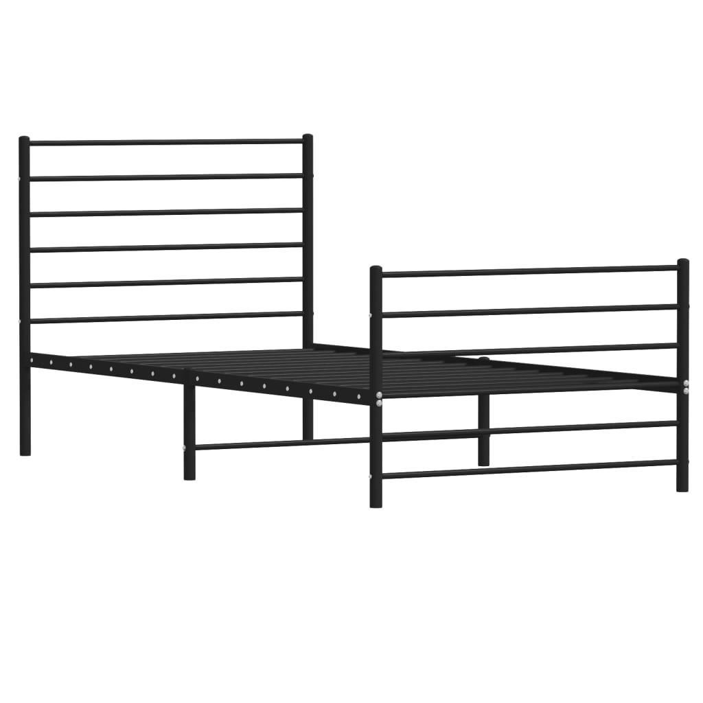 vidaXL Metal Bed Frame with Headboard and Footboard Black 90x190 cm Single - Sudd