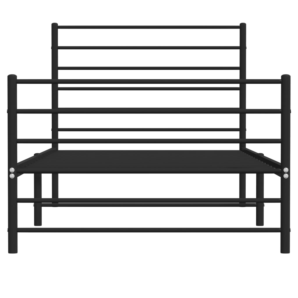 vidaXL Metal Bed Frame with Headboard and Footboard Black 90x190 cm Single - Sudd