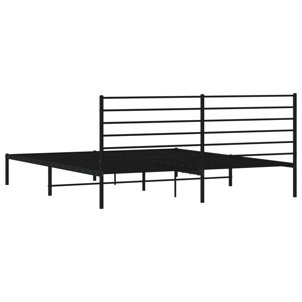 vidaXL Metal Bed Frame with Headboard Black 180x200 cm Super King - Sudd