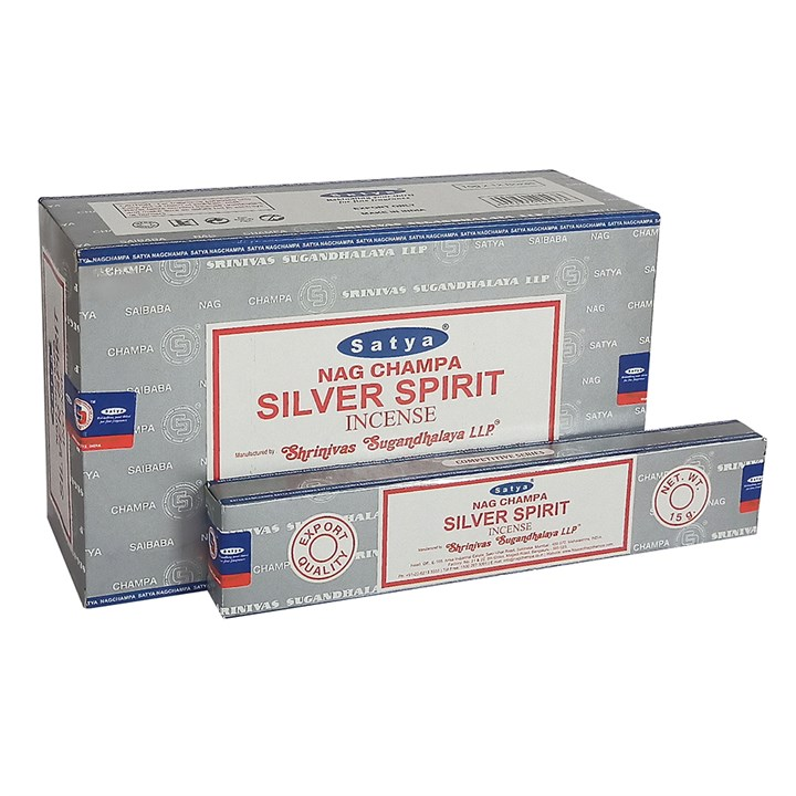 Set of 12 Packets of Silver Spirit Incense Sticks by Satya - Sudd