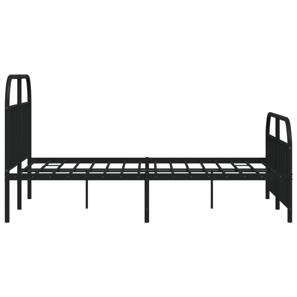 vidaXL Metal Bed Frame with Headboard and Footboard Black 150x200 cm King Size - Sudd