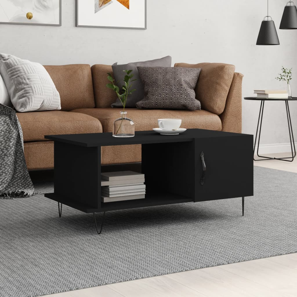 vidaXL Coffee Table Black 90x50x40 cm Engineered Wood - Sudd