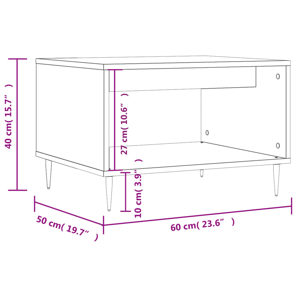 vidaXL Coffee Table Black 60x50x40 cm Engineered Wood - Sudd