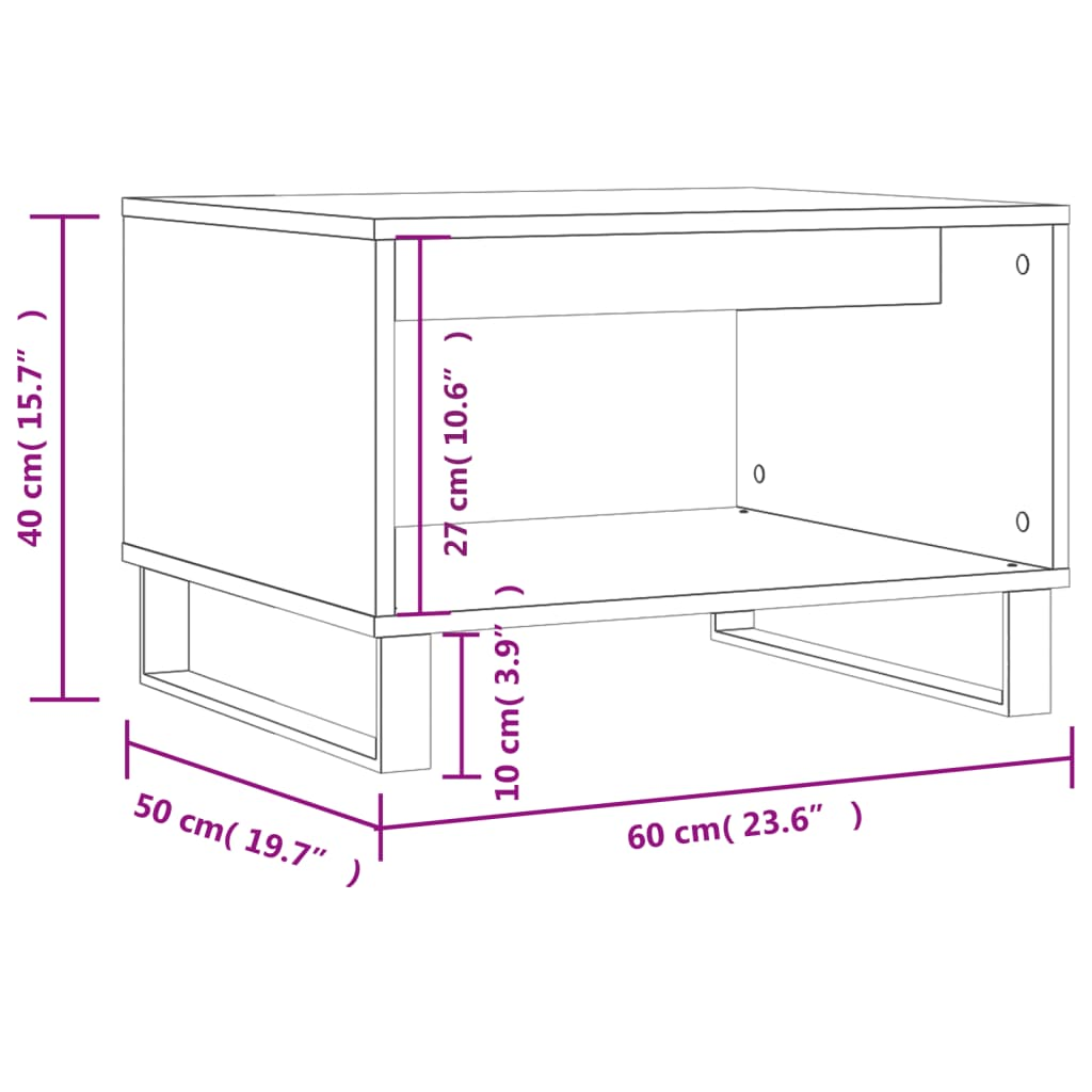 vidaXL Coffee Table Black 60x50x40 cm Engineered Wood - Sudd