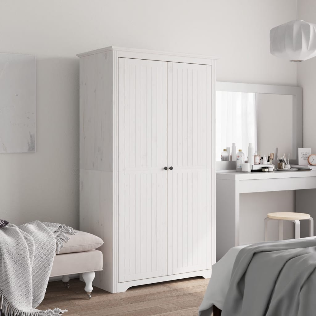 vidaXL Wardrobe BODO White 101x52x176.5 cm Solid Wood Pine - Sudd