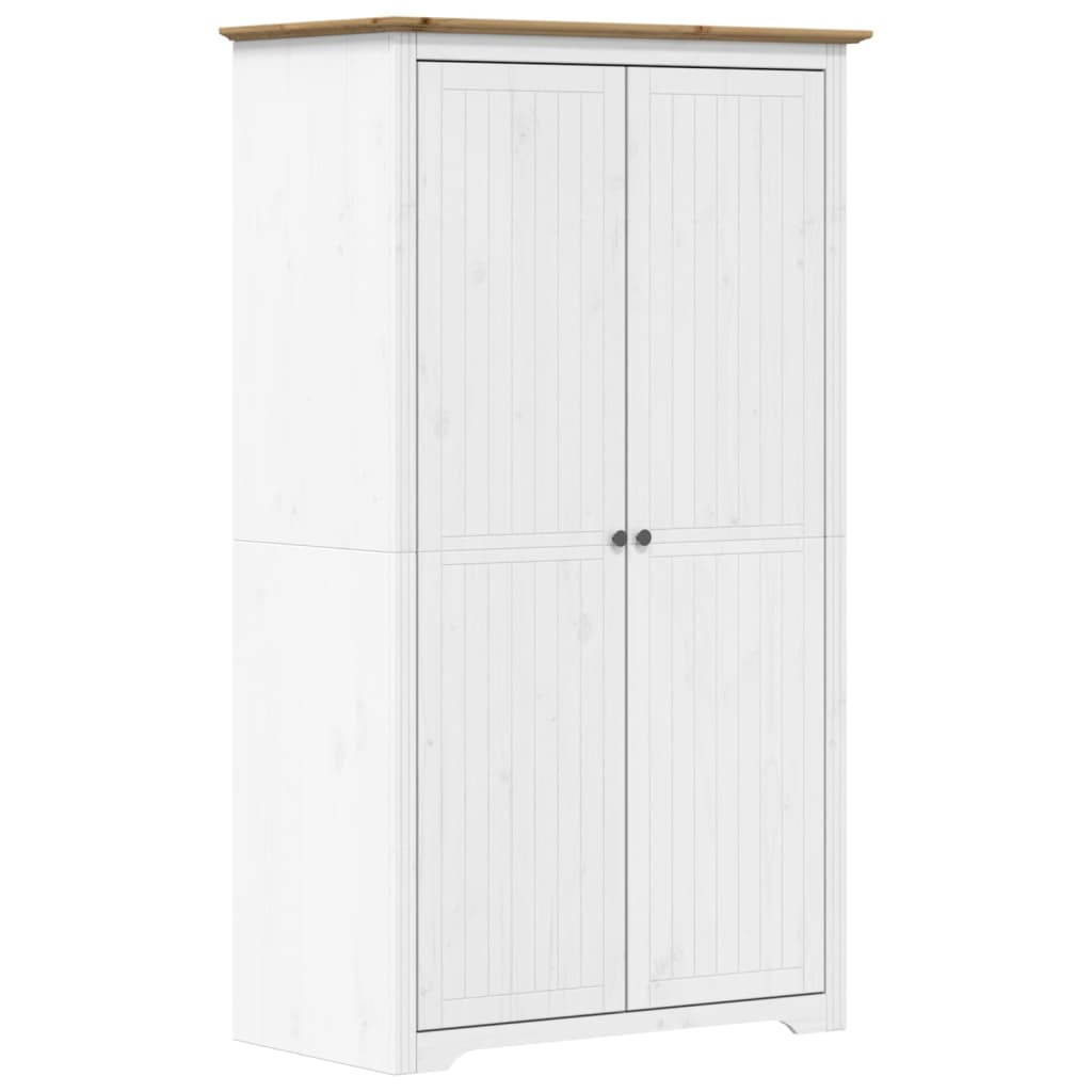 vidaXL Wardrobe BODO White and Brown 101x52x176.5 cm Solid Wood Pine - Sudd