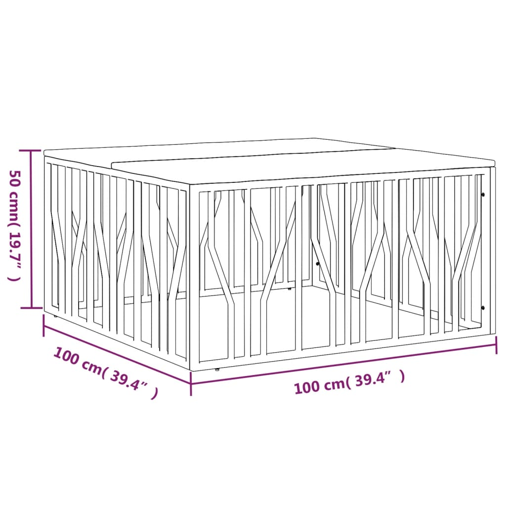 vidaXL Coffee Table Silver Stainless Steel and Solid Wood Reclaimed - Sudd