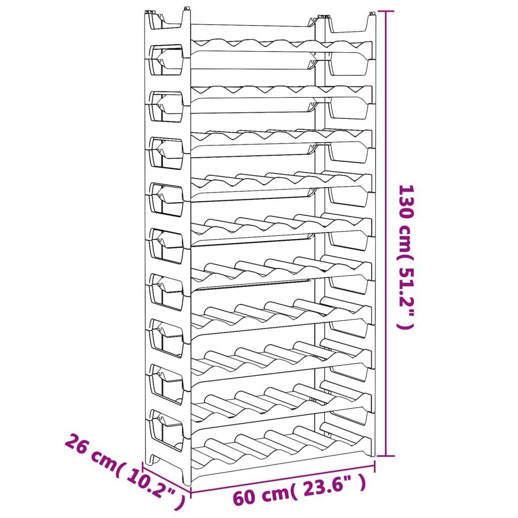 vidaXL Wine Rack for 60 Bottles PP Stackable - Sudd