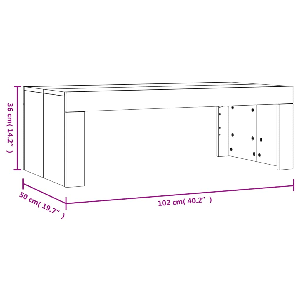 vidaXL Coffee Table Black 102x50x36 cm Engineered Wood - Sudd