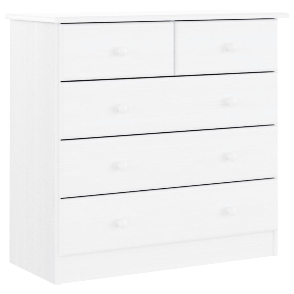 vidaXL Chest of Drawers ALTA White 77x35x73 cm Solid Wood Pine - Sudd