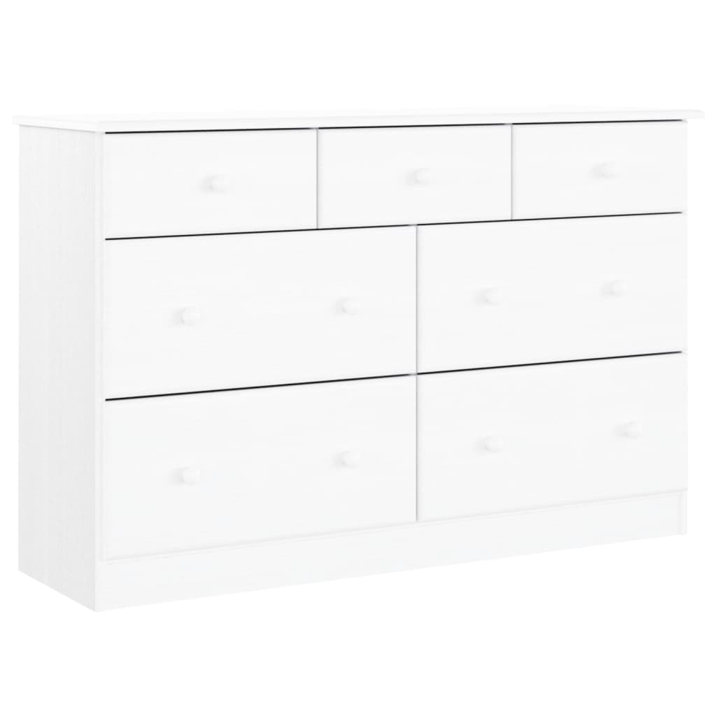 vidaXL Chest of Drawers ALTA White 112x35x73 cm Solid Wood Pine - Sudd