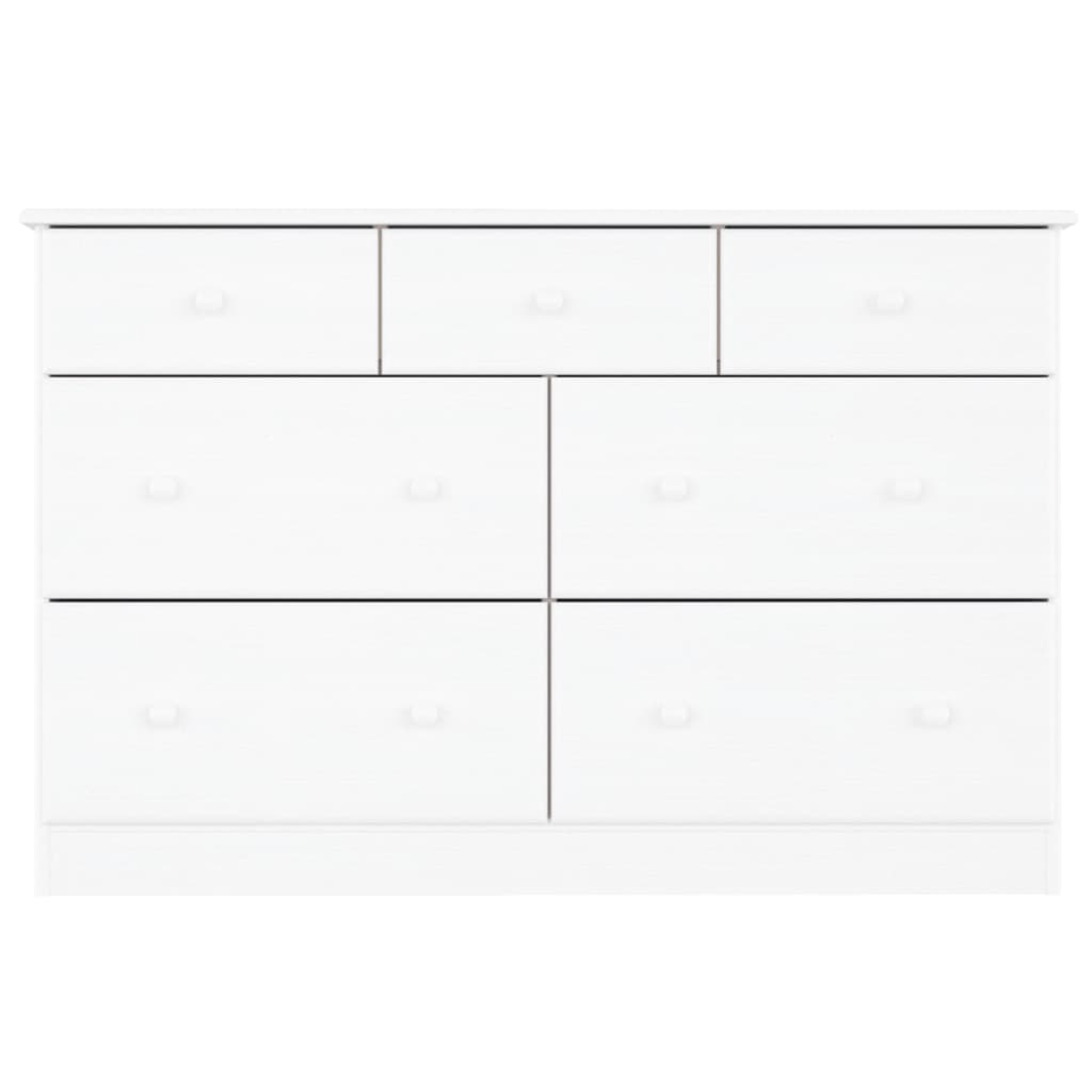 vidaXL Chest of Drawers ALTA White 112x35x73 cm Solid Wood Pine - Sudd