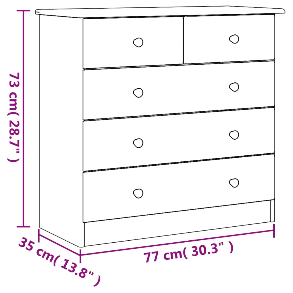 vidaXL Chest of Drawers ALTA 77x35x73 cm Solid Wood Pine - Sudd