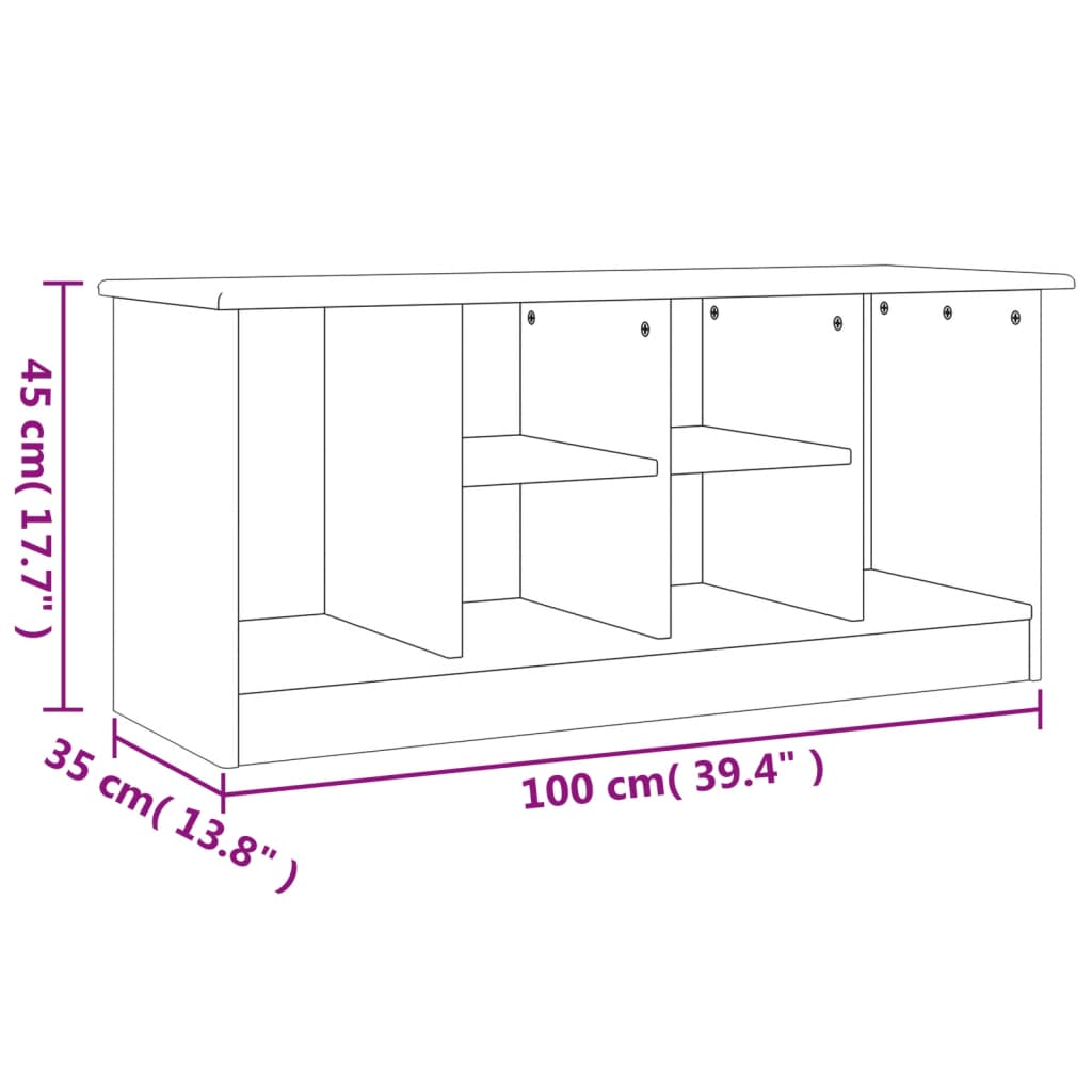 vidaXL Shoe Bench ALTA 100x35x45 cm Solid Wood Pine - Sudd