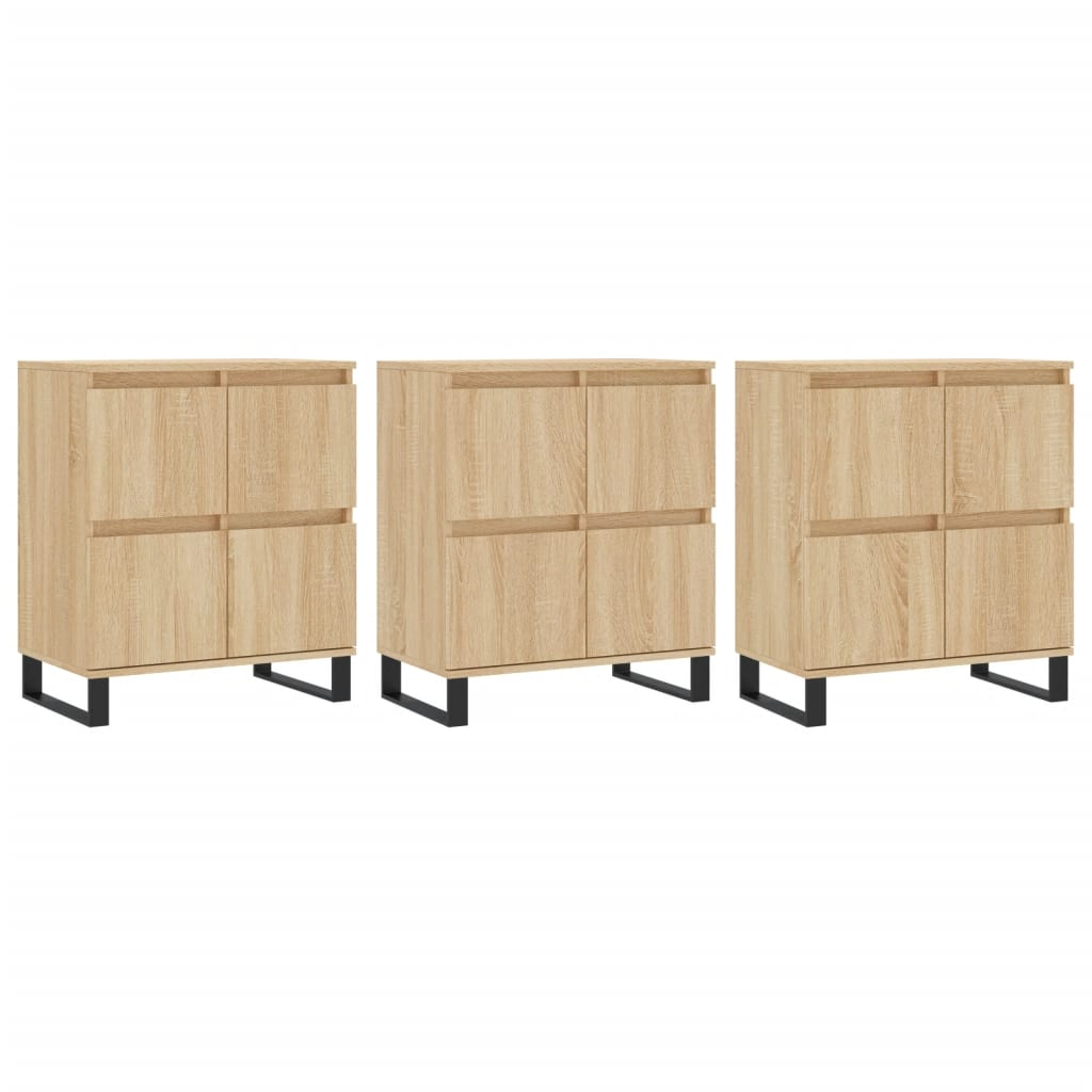 vidaXL Sideboards 3 pcs Sonoma Oak Engineered Wood - Sudd