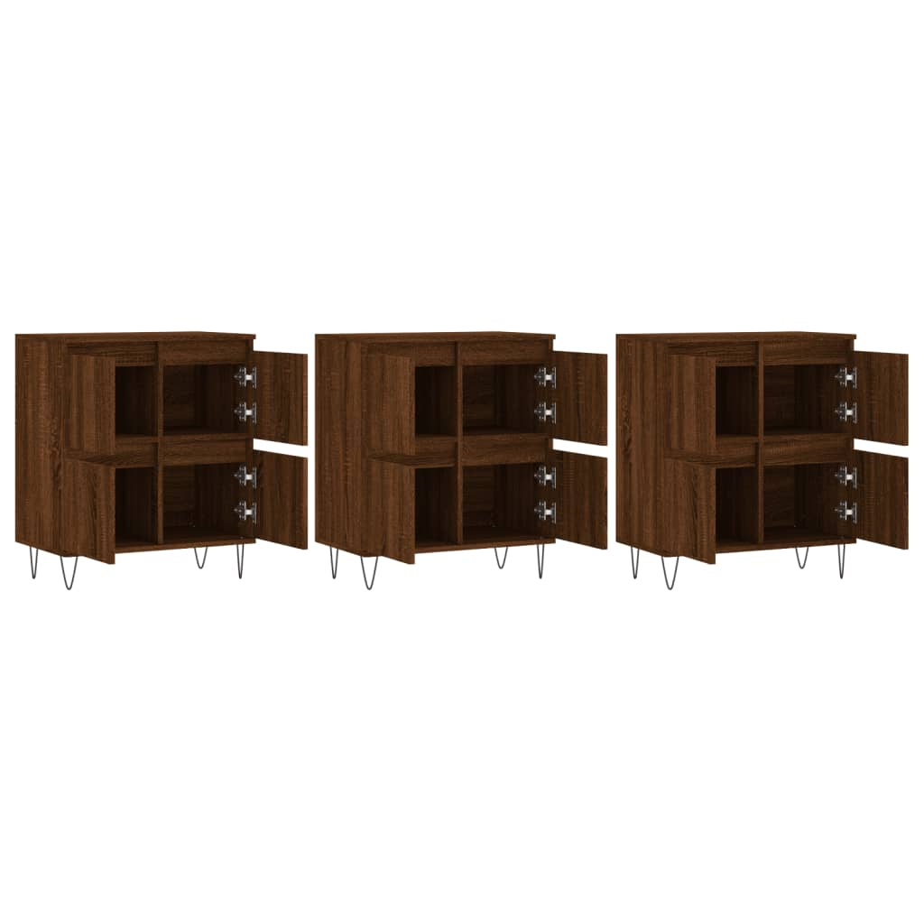 vidaXL Sideboards 3 pcs Brown Oak Engineered Wood - Sudd