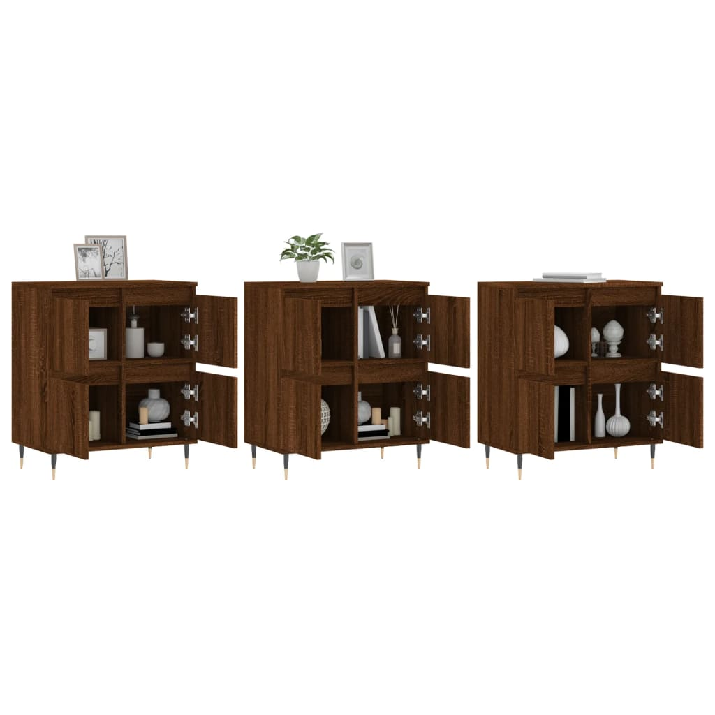 vidaXL Sideboards 3 pcs Brown Oak Engineered Wood - Sudd