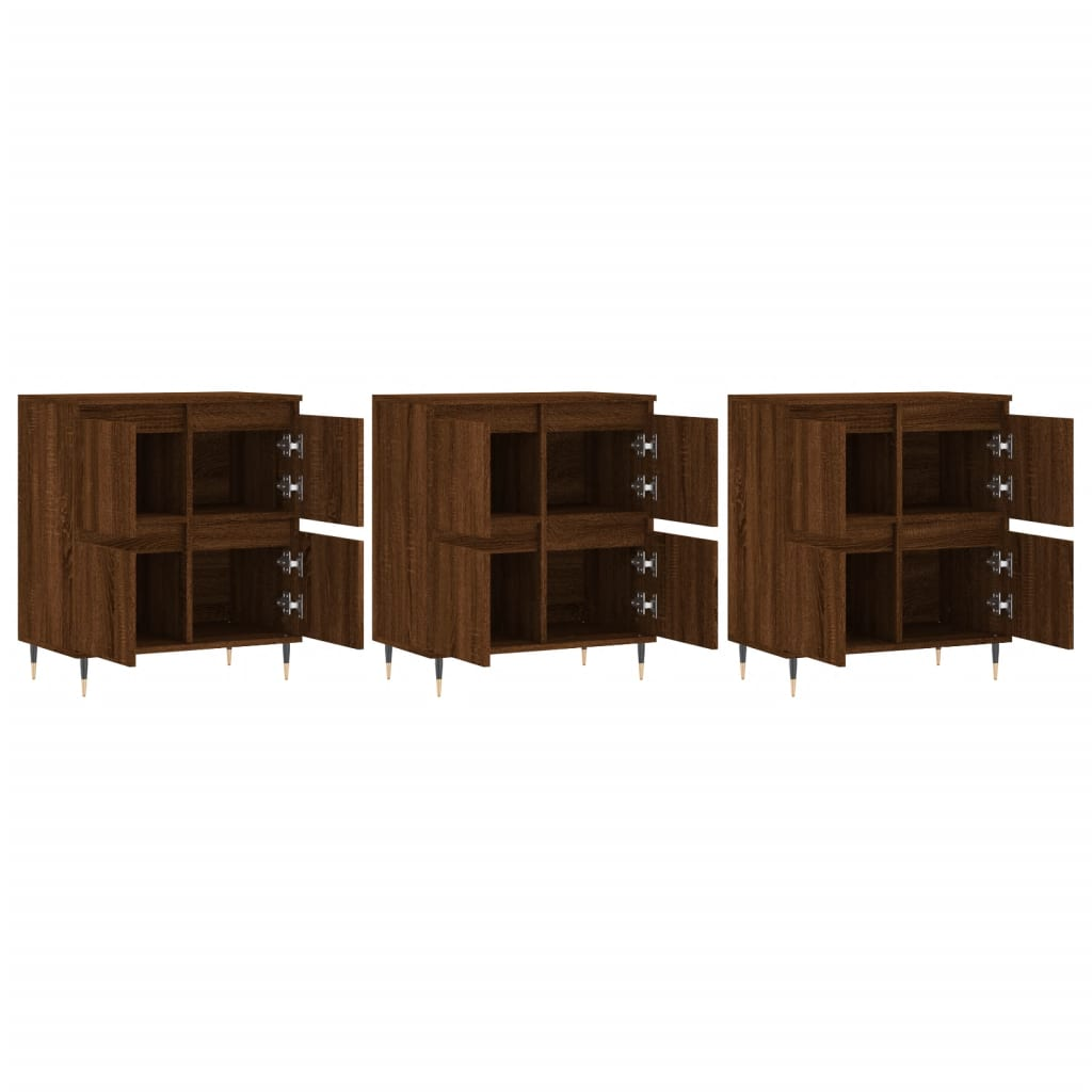 vidaXL Sideboards 3 pcs Brown Oak Engineered Wood - Sudd