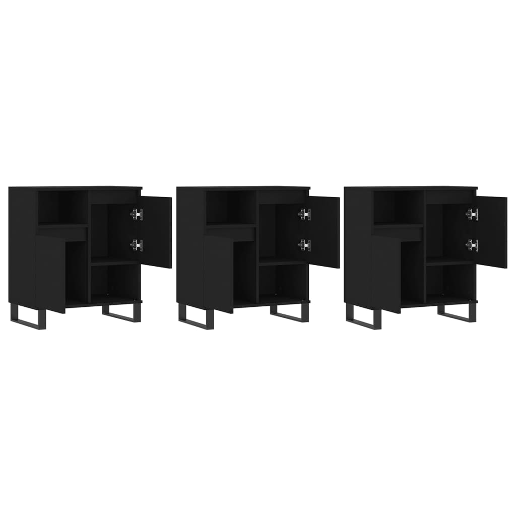 vidaXL Sideboards 3 pcs Black Engineered Wood - Sudd