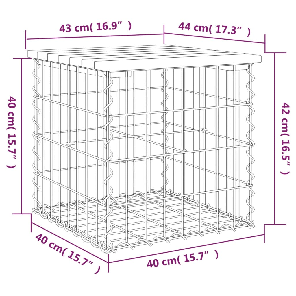 Garden Bench Gabion Design 43x44x42 cm Solid Wood Douglas - Sudd