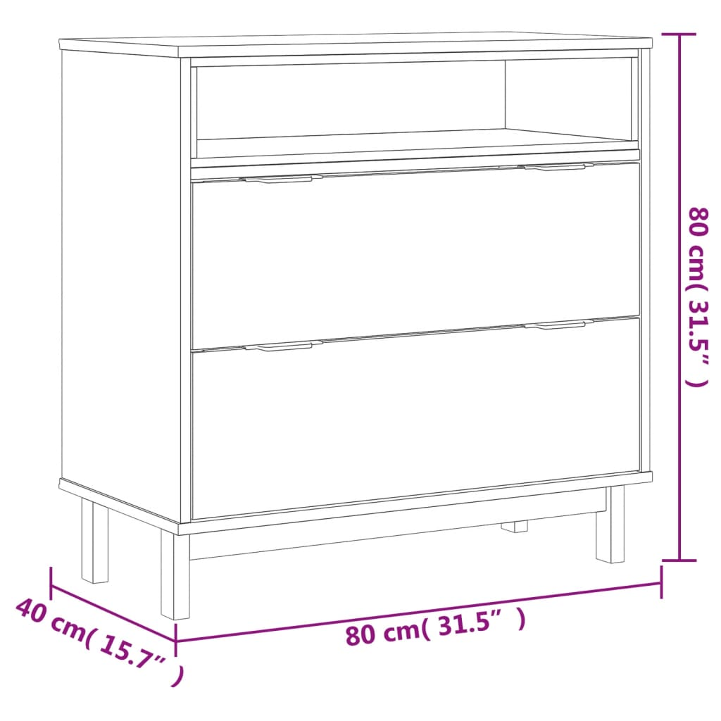 vidaXL Drawer Cabinet FLAM 80x40x80 cm Solid Wood Pine - Sudd