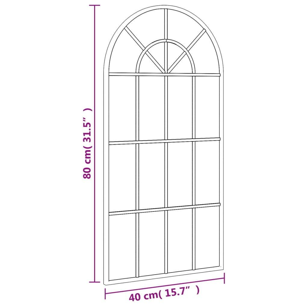 Arched Black Metal Wall Mirror 40x80 cm - Sudd