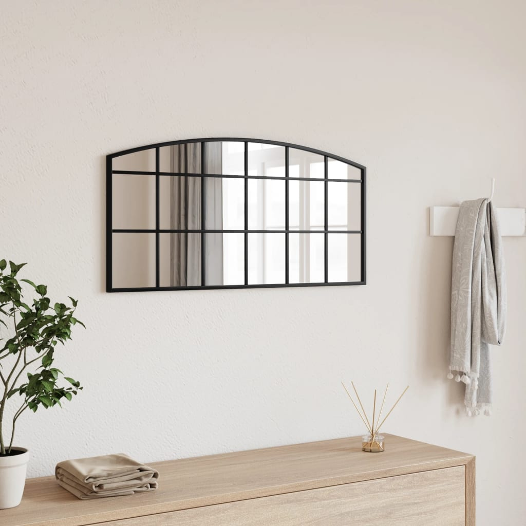 vidaXL Wall Mirror Black 80x40 cm Arch Iron - Sudd