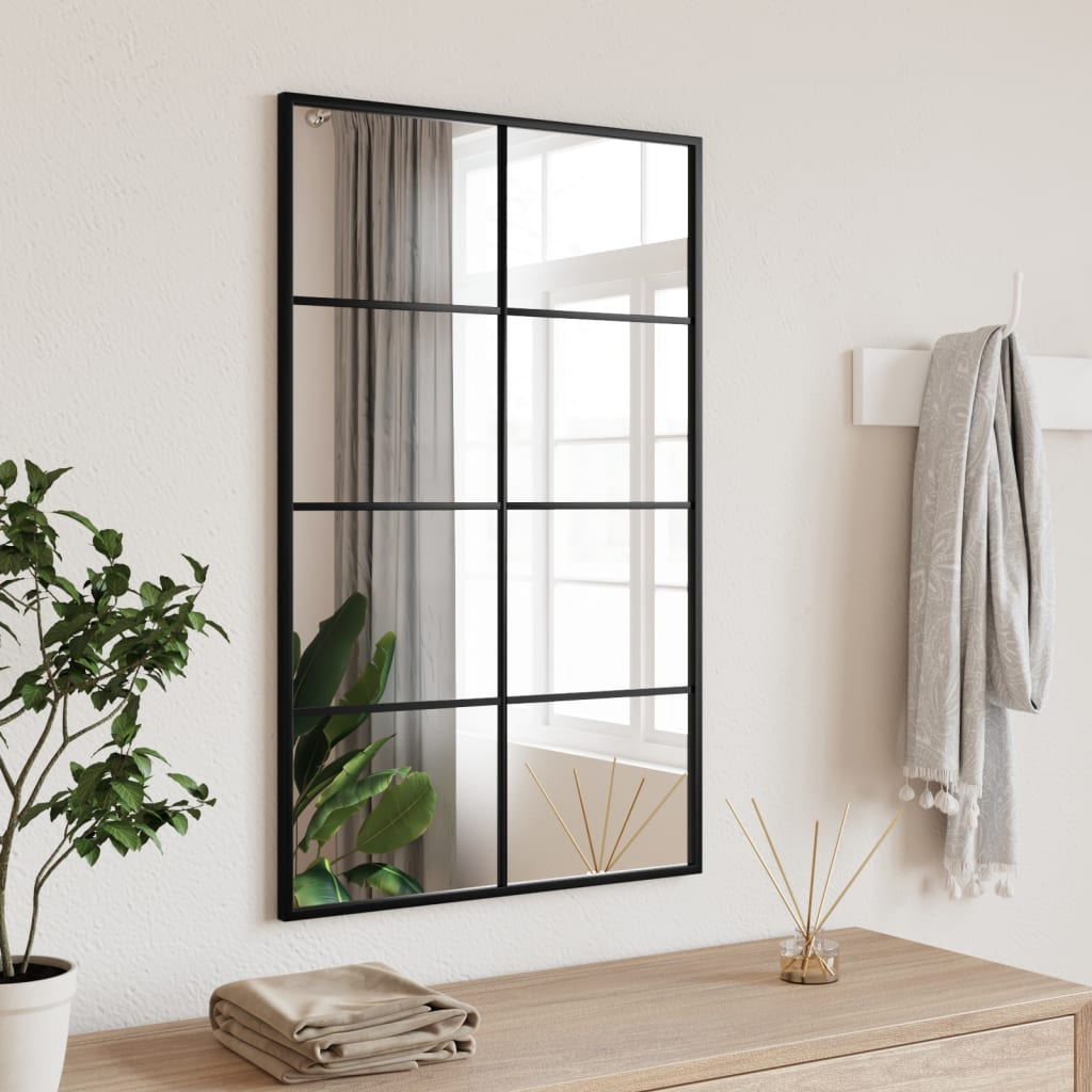 vidaXL Wall Mirror Black 50x80 cm Rectangle Iron - Sudd